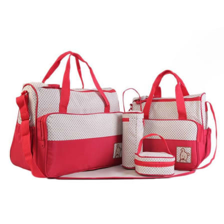 5 in 1 Nappy Bag Set - Red_0