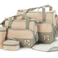 5 in 1 Multifunctional Baby Bag - Khaki Dots_0