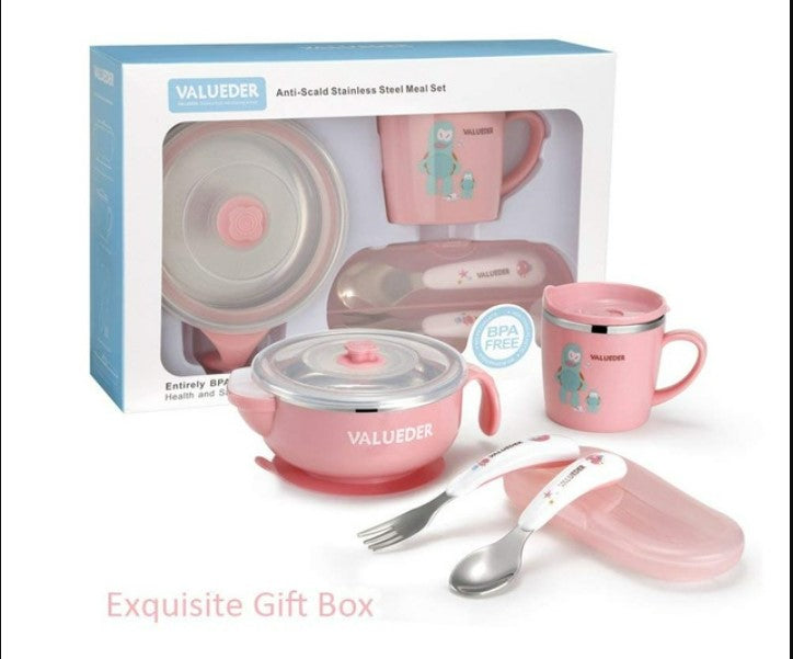 VALUEDER Baby Stainless Steel Feeding Set - Pink_0