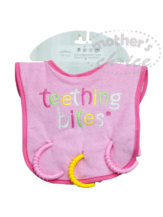 BABY BIB WITH TEETHER RINGS - PINK