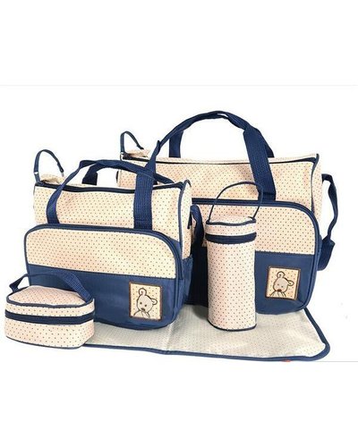 5 in 1 Multifunctional Baby Bag - Navy Dots